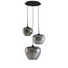 Závesná lampa 3L Ø40x160 cm MAYSON dymové sklo + matná čierna
