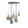 Závesná lampa 9L Ø83,5x79,5 cm LEKAR antiq bronz+smokd sklo