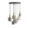 Závesná lampa 9L Ø83,5x79,5 cm LEKAR antiq bronz+smokd sklo