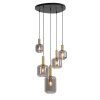 Závesná lampa 5L Ø66x80 cm LEKAR antický bronz + dymové sklo
