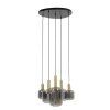Závesná lampa 5L Ø66x80 cm LEKAR antický bronz + dymové sklo