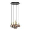 Závesná lampa 5L Ø66x80 cm LEKAR antický bronz + dymové sklo