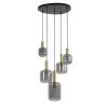 Závesná lampa 5L Ø66x80 cm LEKAR antický bronz + dymové sklo
