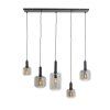 Závesná lampa 5L 110x22x32 cm LEKAR čierna + dymové sklo