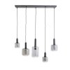 Závesná lampa 5L 110x22x32 cm LEKAR čierna + dymové sklo