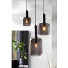 Závesná lampa Ø22x52 cm LEKAR čierna + dymové sklo