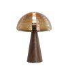 Stolová lampa Ø30x43 cm MUEDA sklo hnedé+potlač dreva d hnedá