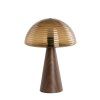 Stolová lampa Ø30x43 cm MUEDA sklo hnedé+potlač dreva d hnedá